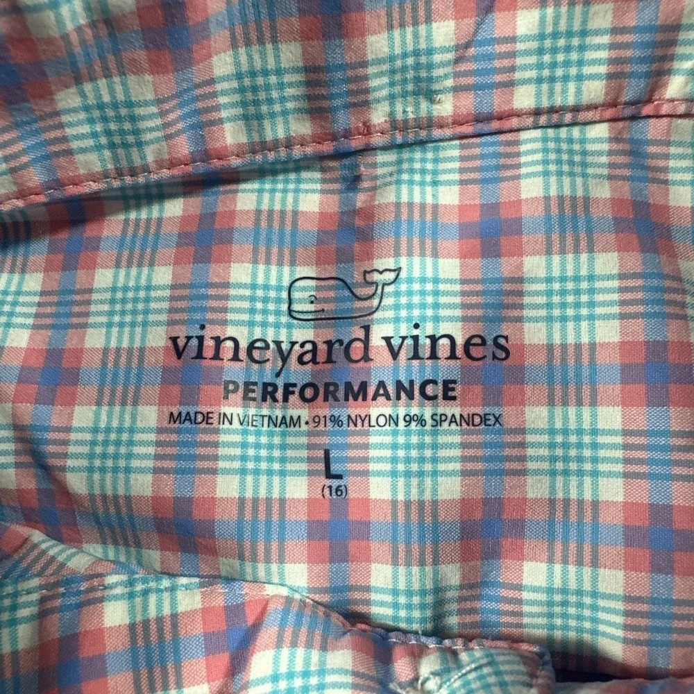Vineyard Vines Performance Long Sleeve Button Down Whale Shirt Boys Large 16 NWT